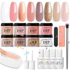 18Pcs Dip Powder Nail Kit Starter  Dipping Powder Liquid Set + Recycling Tray